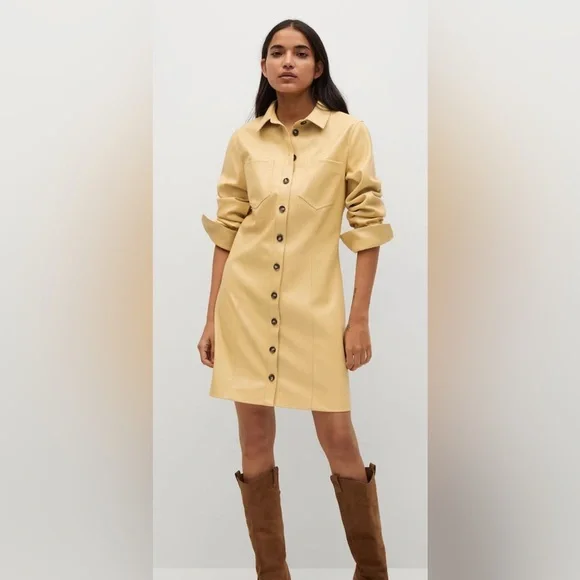 Mango | Dresses | Faux Leather Shirt Dress | Poshmark